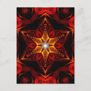 Red Star Fractal Art Postcard