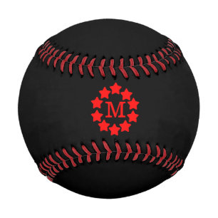 Red Star Frame Monogrammed Black Baseball