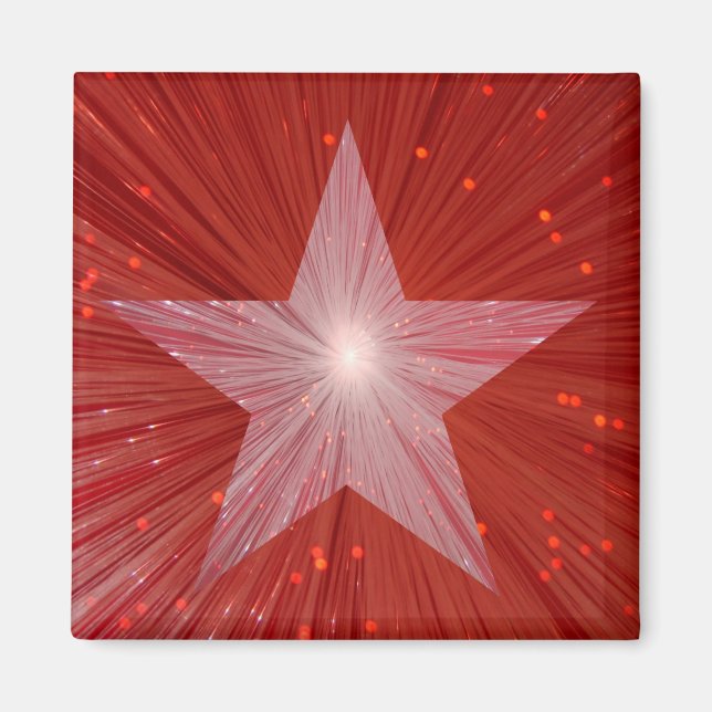 Red Star fridge magnet square (Front)