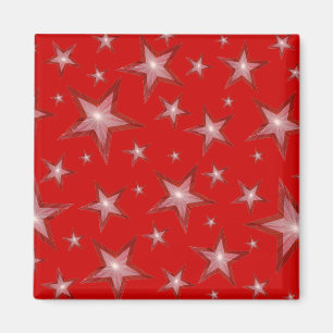 Red Star fridge magnet square red