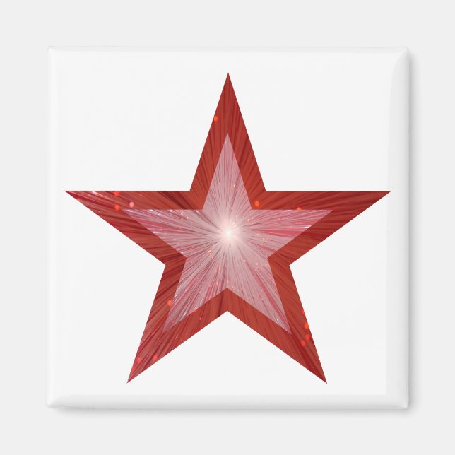 Red Star fridge magnet square white (Front)