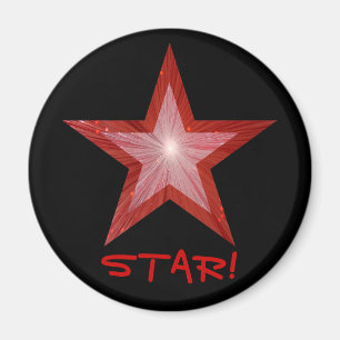 Red Star fridge 'STAR!' magnet round black