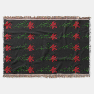 Red Star Gazer Lily Throw Blanket