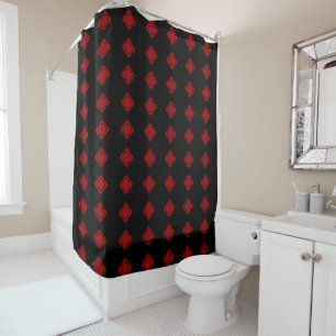 Red star geometric black Shower Curtains