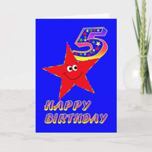 Red Star Happy 5th Birthday Card