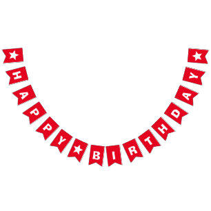 Red Star Happy Birthday Bunting Flags