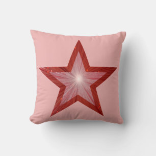 Red Star large & small square pale pink Throw Pillow