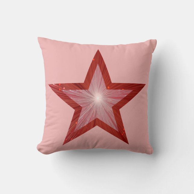 Red Star large & small square pale pink Throw Pillow (Front)