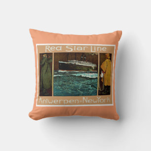Red Star Line ~ Antwerpen-New York Throw Pillow