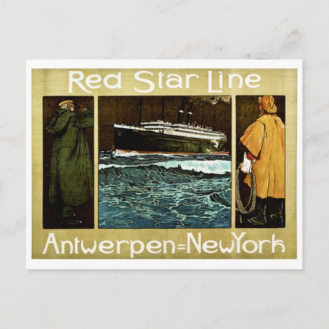 Red Star Line Antwerpen to New York Postcard (Front)