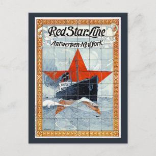 Red Star Line Belgium Vintage Poster Postcard