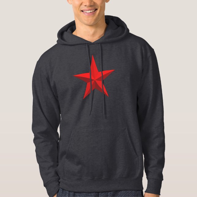 Red Star - Minimal Geometric Symbol Hoodie (Front)