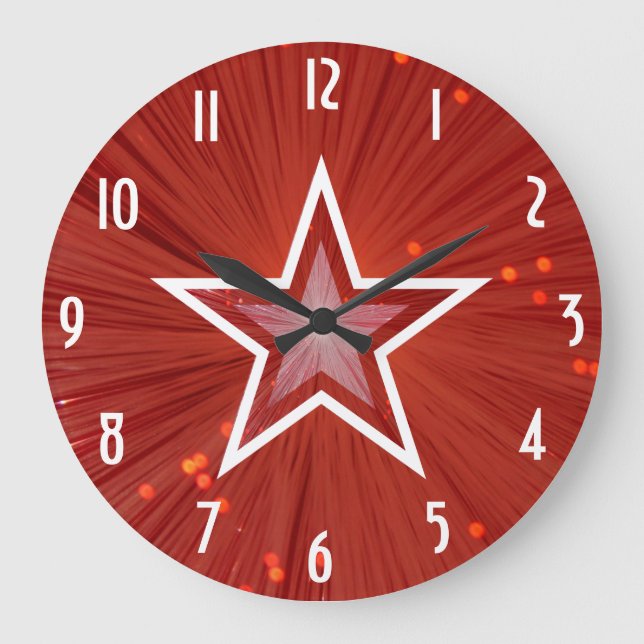 Red Star 'Numbers' clock round (Front)