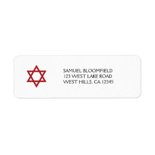 Red Star of David Avery Return Address Label