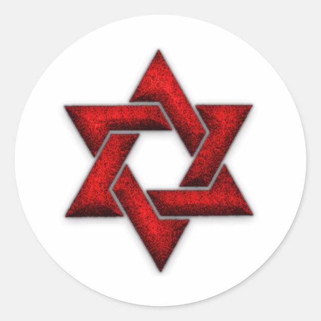 Red Star of David Classic Round Sticker (Front)