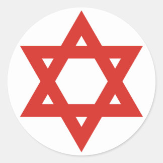 Red Star Of David, Israel flag Classic Round Sticker