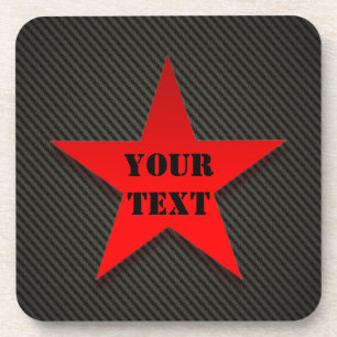 Red Star on Black Carbon Fibre Coaster