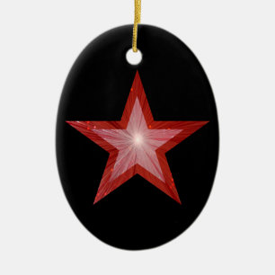 Red Star ornament oval shape black