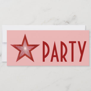 Red Star 'PARTY' invitation pink long