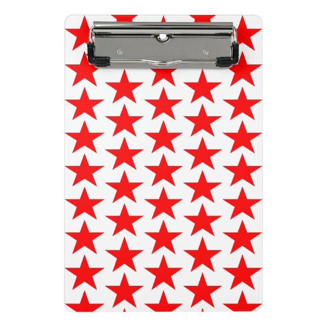 Red Star Pattern Mini Clipboard (Front)