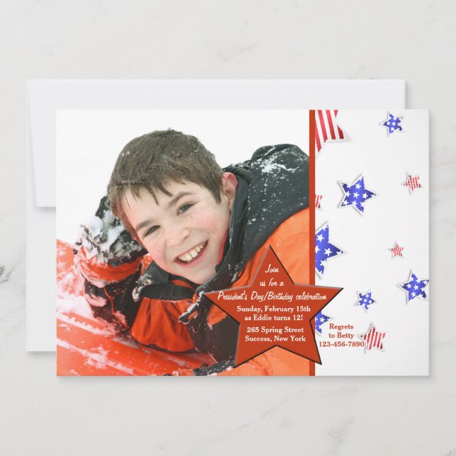 Red Star Photo Invitation (Front)