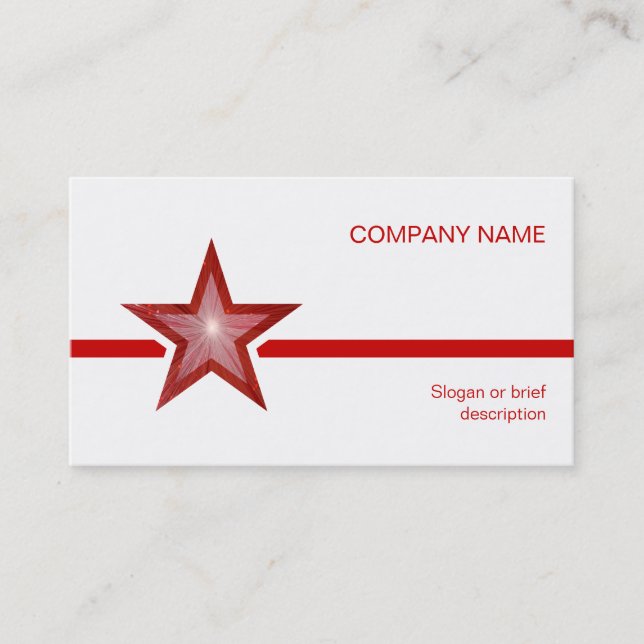Red Star red line business card template white (Front)