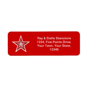 Red Star return address label red