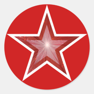 Red Star round sticker red