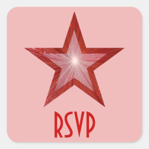 Red Star RSVP square sticker pink
