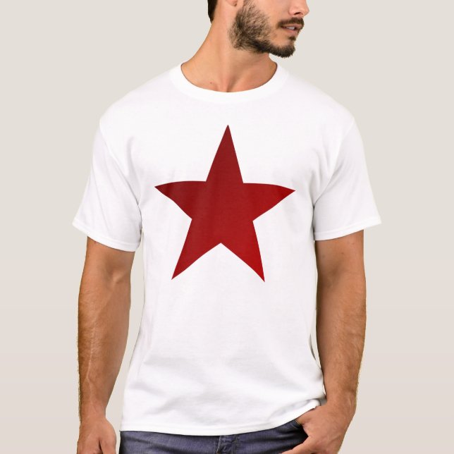 Red Star Shadow On White T-Shirt (Front)