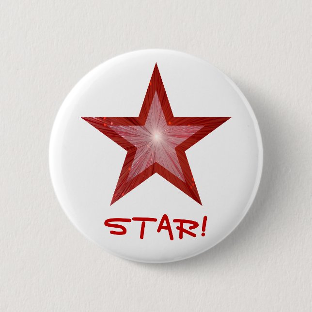 Red Star 'STAR!' button white (Front)