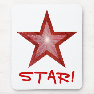 Red Star 'STAR!' mousepad white