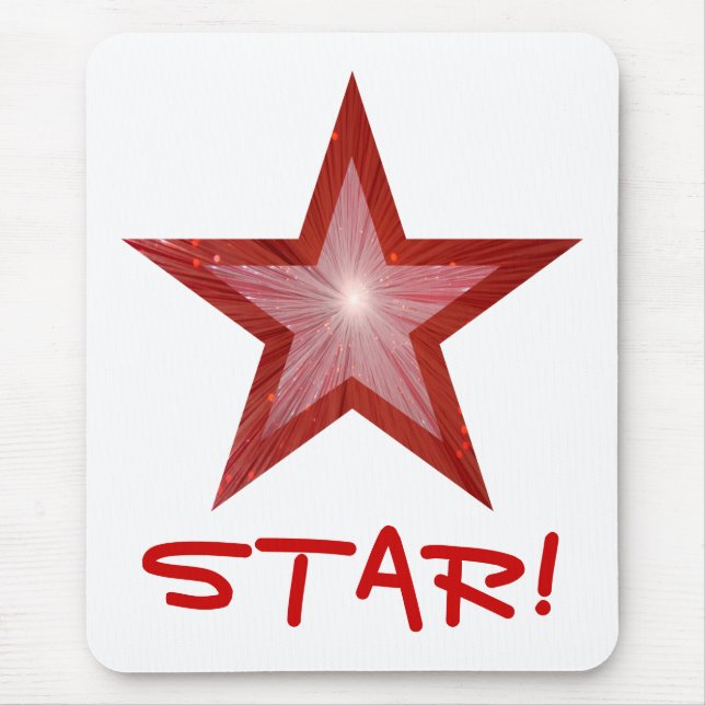 Red Star 'STAR!' mousepad white (Front)