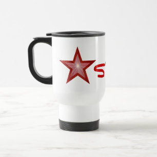 Red Star 'STAR!' travel mug white