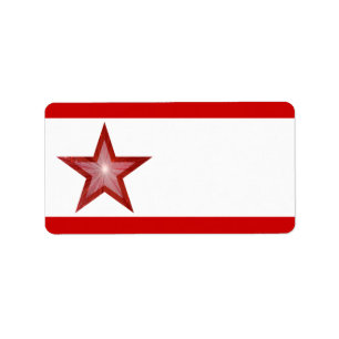 Red Star stripe label medium white plain