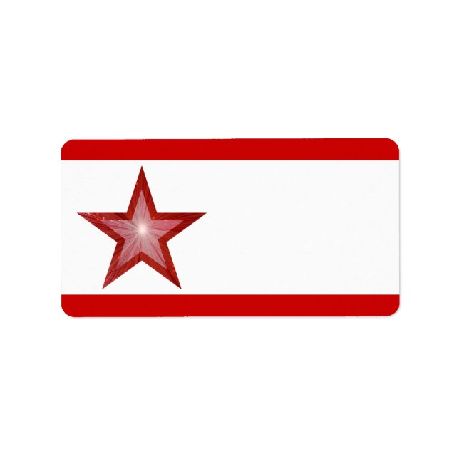 Red Star stripe label medium white plain (Front)