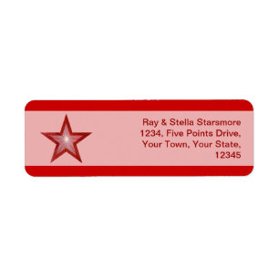 Red Star stripe return address label pink