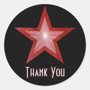 Red Star "Thank You" round sticker black
