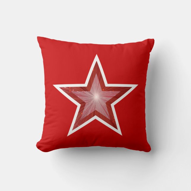 Red Star throw pillow square red white (Front)