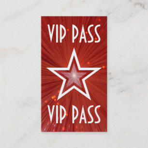 Red Star 'VIP PASS' carte de visite rouge retour