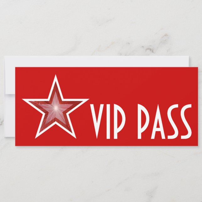 Red Star 'VIP PASS' invitation red long (Front)