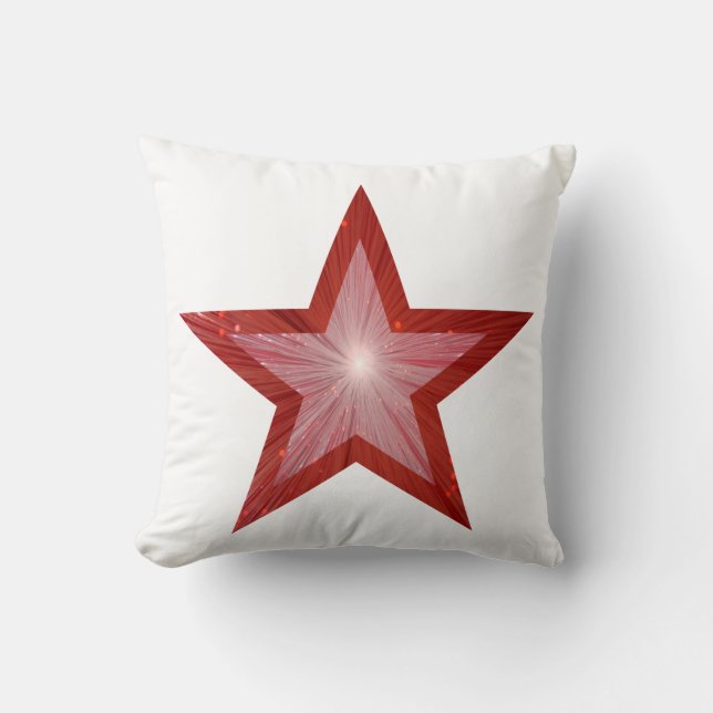 Red Star White 'Text' throw pillow square (Front)