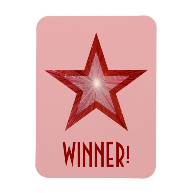 Red Star 'Winner!' flexible magnet pink (Vertical)