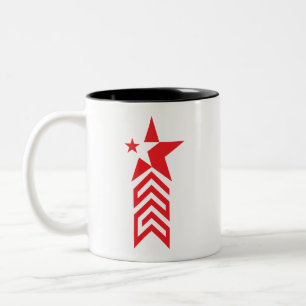 Red Star with Chevron Arrows Two-Tone Coffee Mug