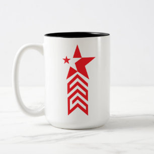 Red Star with Chevron Arrows Two-Tone Coffee Mug