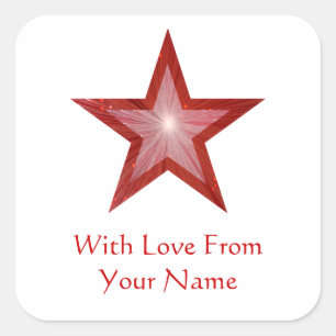 Red Star 'With Love From'' square sticker white