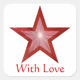 Red Star 'With Love'' square sticker white
