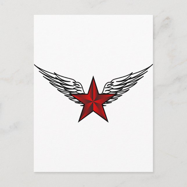 red star with wings postcard (Front)