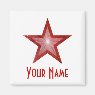 Red Star 'Your Name' frigo aimant carré blanc
