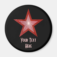 Red Star 'Your Text' fridge magnet black